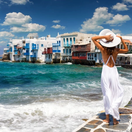 Πινακας σε καμβά WOMAN IN MYKONOS - Νησια Sticky 4