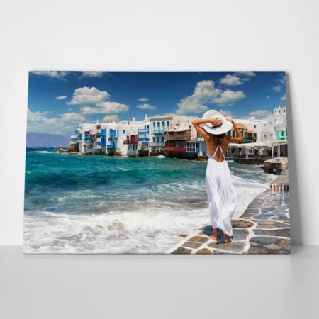 Πινακας σε καμβά WOMAN IN MYKONOS