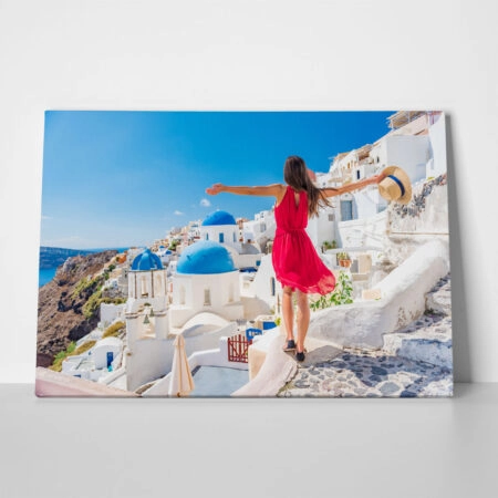 Πινακας σε καμβά WOMAN IN SANTORINI