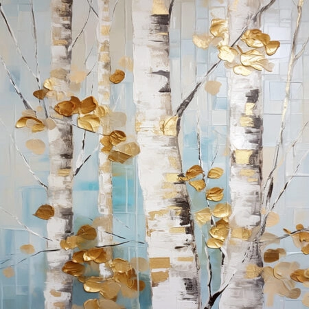 Πινακας σε καμβά BIRCH BRANCHES WITH GOLD LEAVES - Εργα Τεχνης Sticky 4