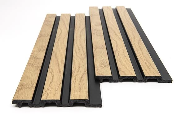 Διακοσμητικό panel τοίχου με 3D πηχακια F4 PIANO πλατος 12.2cm x υψος 2.90m NAT.OAK/BLACK