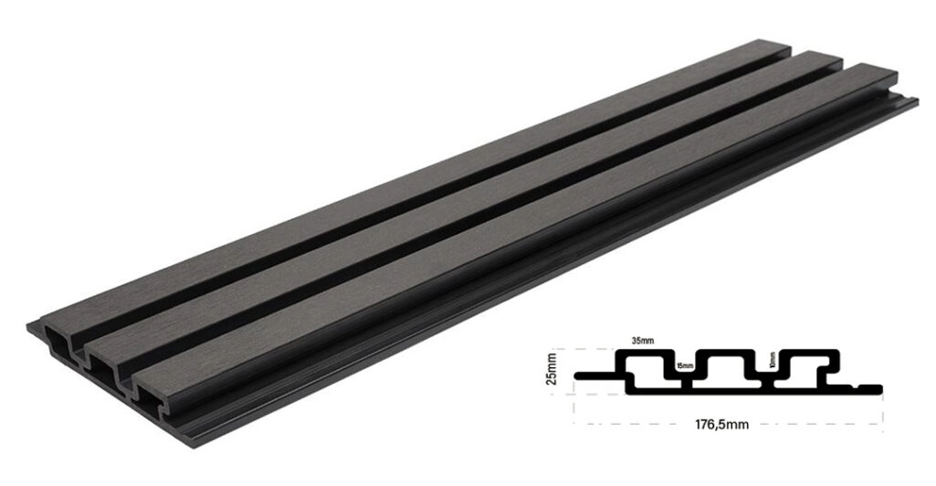 WPC PANEL ΜΕ 3D ΠΗΧΑΚΙΑ 25/176.5mm D.GREY 8570 NewPlan
