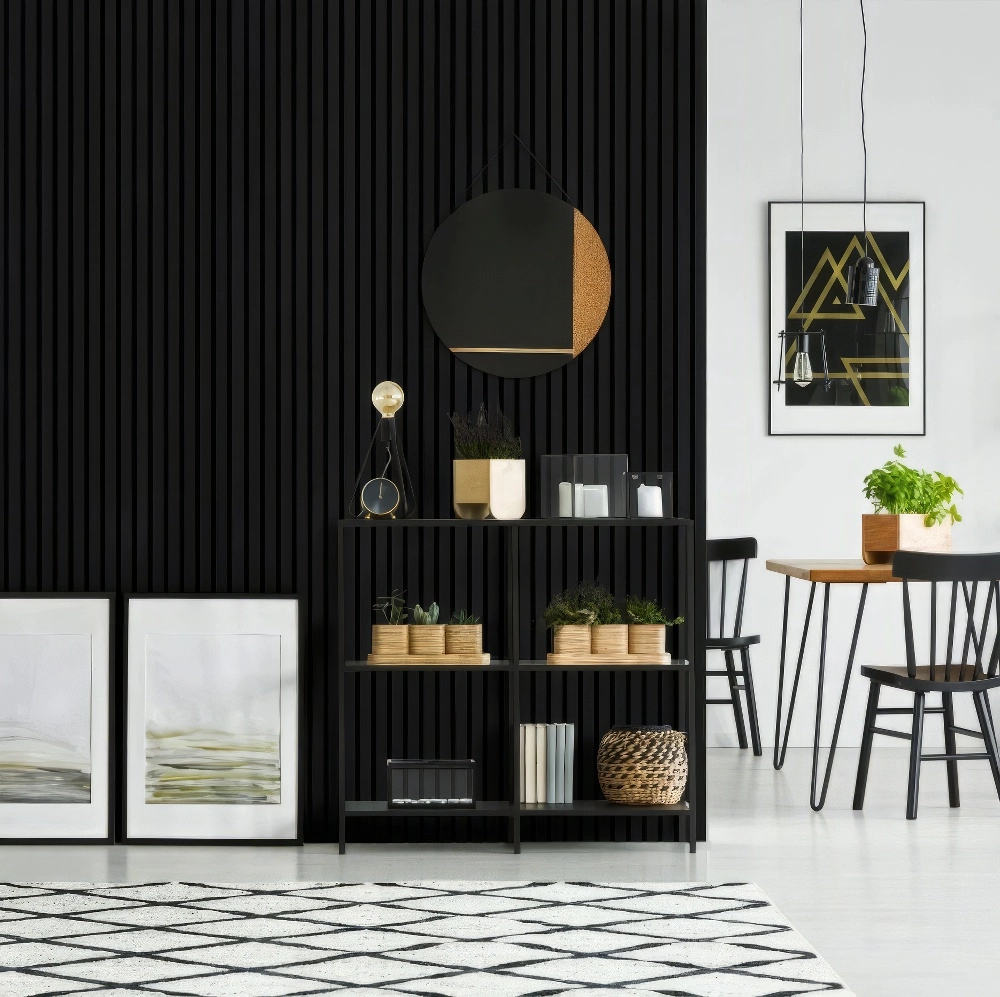 Διακοσμητικό panel τοίχου με 3D πηχακια 10 RESIDENCE πλατος 12.2cm x υψος 2.90m BLACK