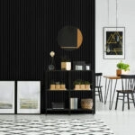 Διακοσμητικό panel τοίχου με 3D πηχακια 10 RESIDENCE πλατος 12.2cm x υψος 2.90m BLACK