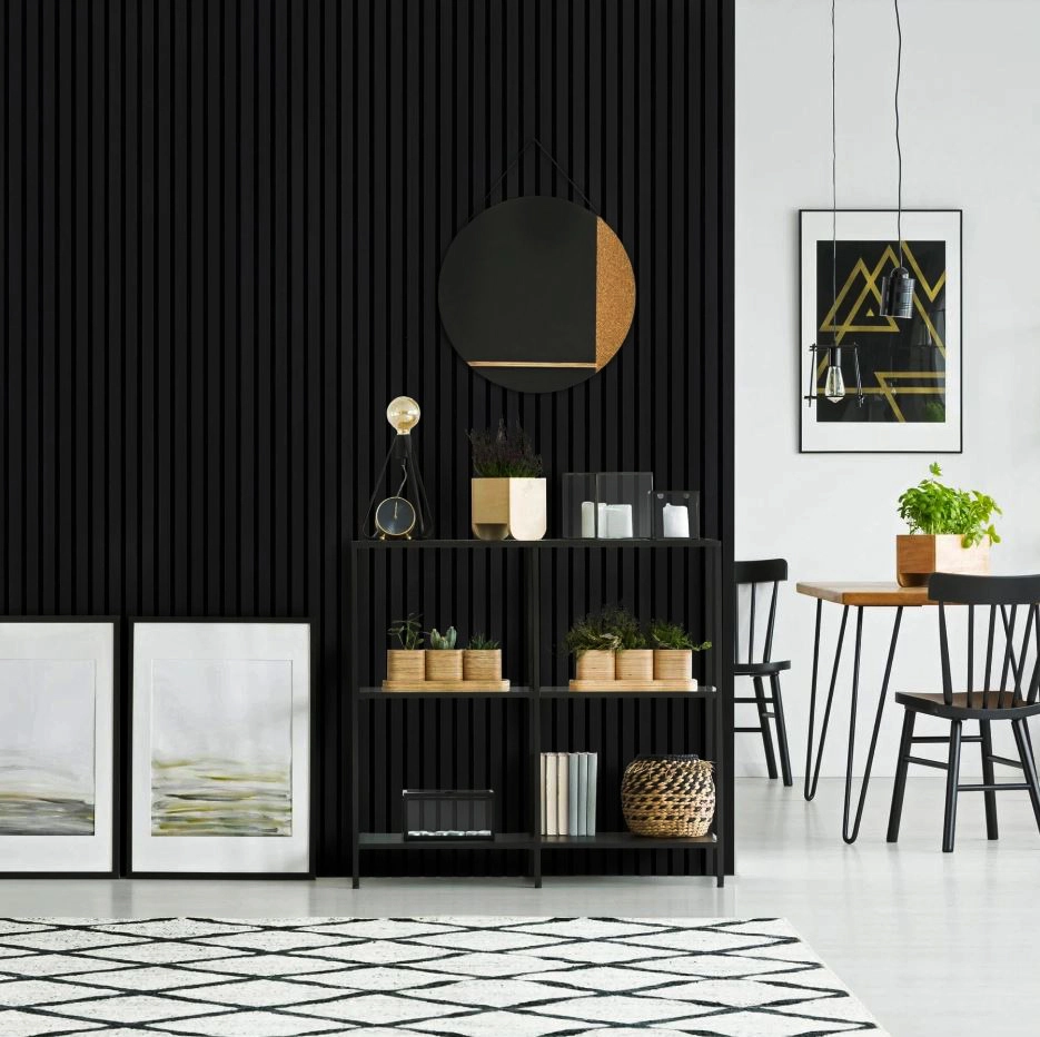 Διακοσμητικό panel τοίχου με 3D πηχακια 10 RESIDENCE πλατος 12.2cm x υψος 2.90m BLACK