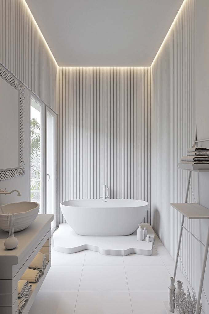 Διακοσμητικό panel τοίχου με 3D πηχακια 01 RESIDENCE πλατος 12.2cm x υψος 2.90m WHITE
