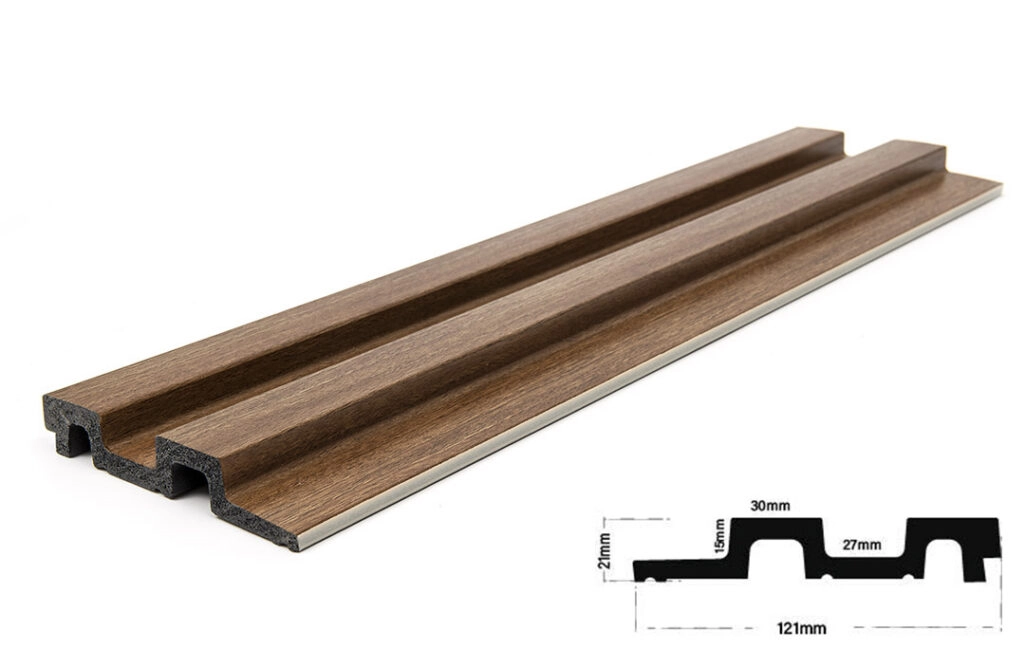 Διακοσμητικό panel τοίχου  με 3D πηχακια 44 RESIDENCE πλατος 12.2cm x υψος 2.90m BROWN OAK