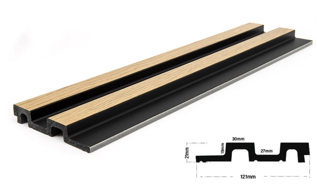 Διακοσμητικό panel τοίχου με 3D πηχακια F4 RESIDENCE πλατος 12.2cm x υψος 2.90m NAT.OAK/BLACK
