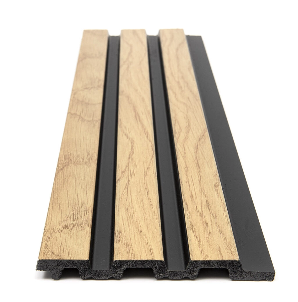 Διακοσμητικό panel τοίχου με 3D πηχακια F4 PIANO πλατος 12.2cm x υψος 2.90m NAT.OAK/BLACK