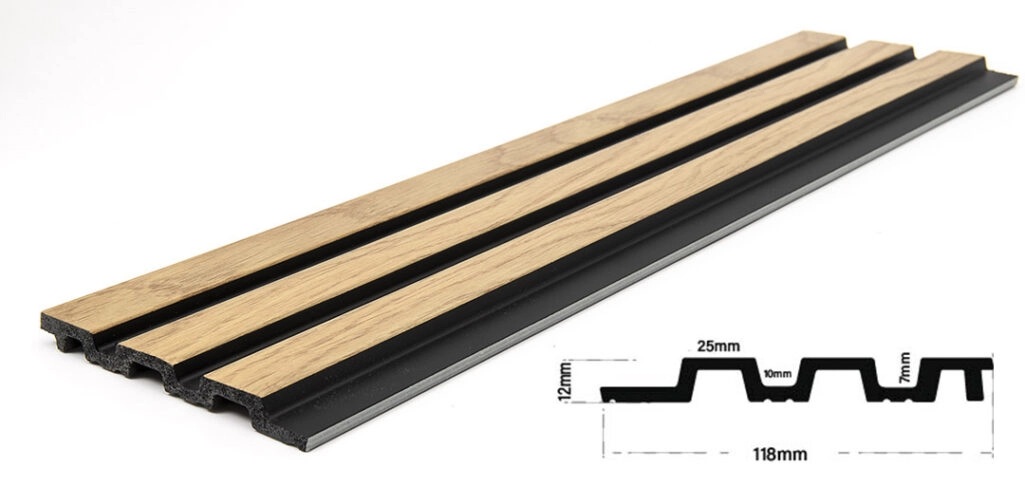 Διακοσμητικό panel τοίχου με 3D πηχακια F4 PIANO πλατος 12.2cm x υψος 2.90m NAT.OAK/BLACK