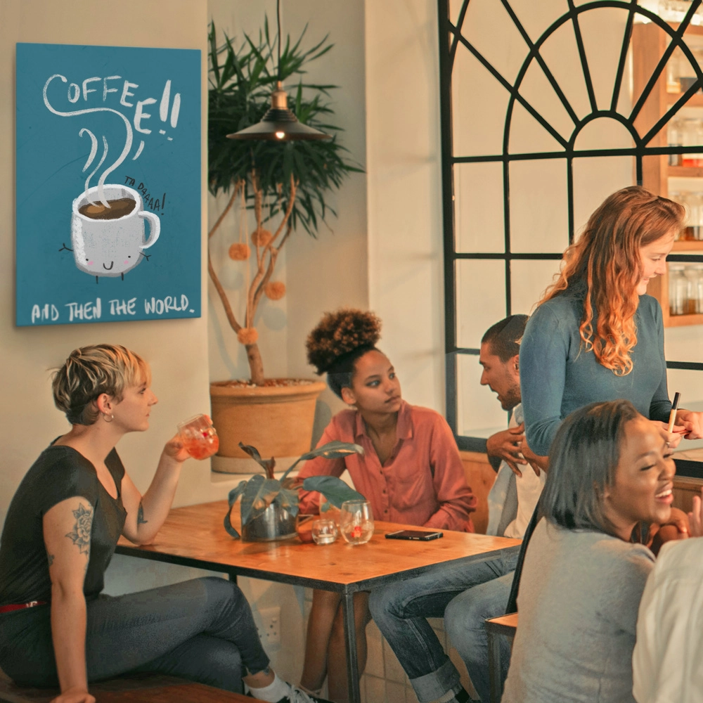 Πινακας σε καμβά COFFEE AND THEN THE WORLD