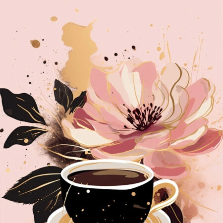 Πινακας σε καμβά CUP OF COFFEE WITH FLOWERS - Food and Drink Sticky 5