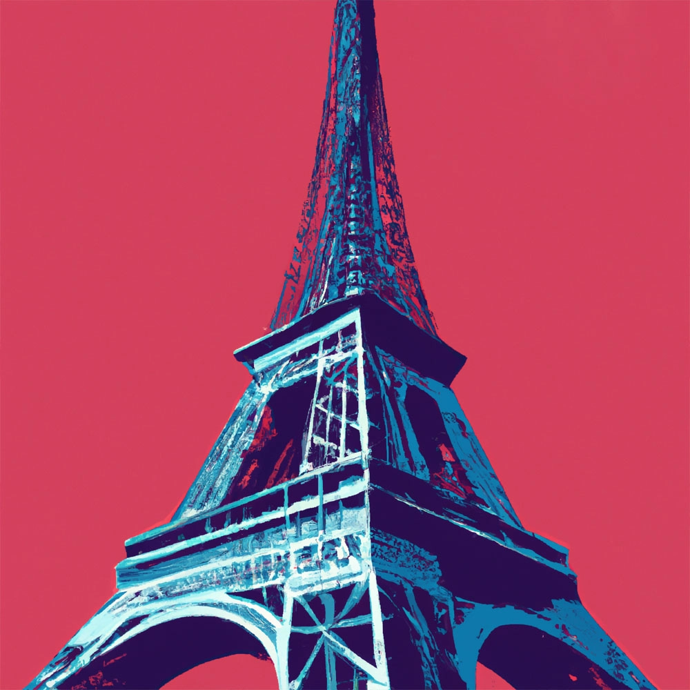 Πίνακας Τετράγωνος EIFFEL ON RED BACKGROUND
