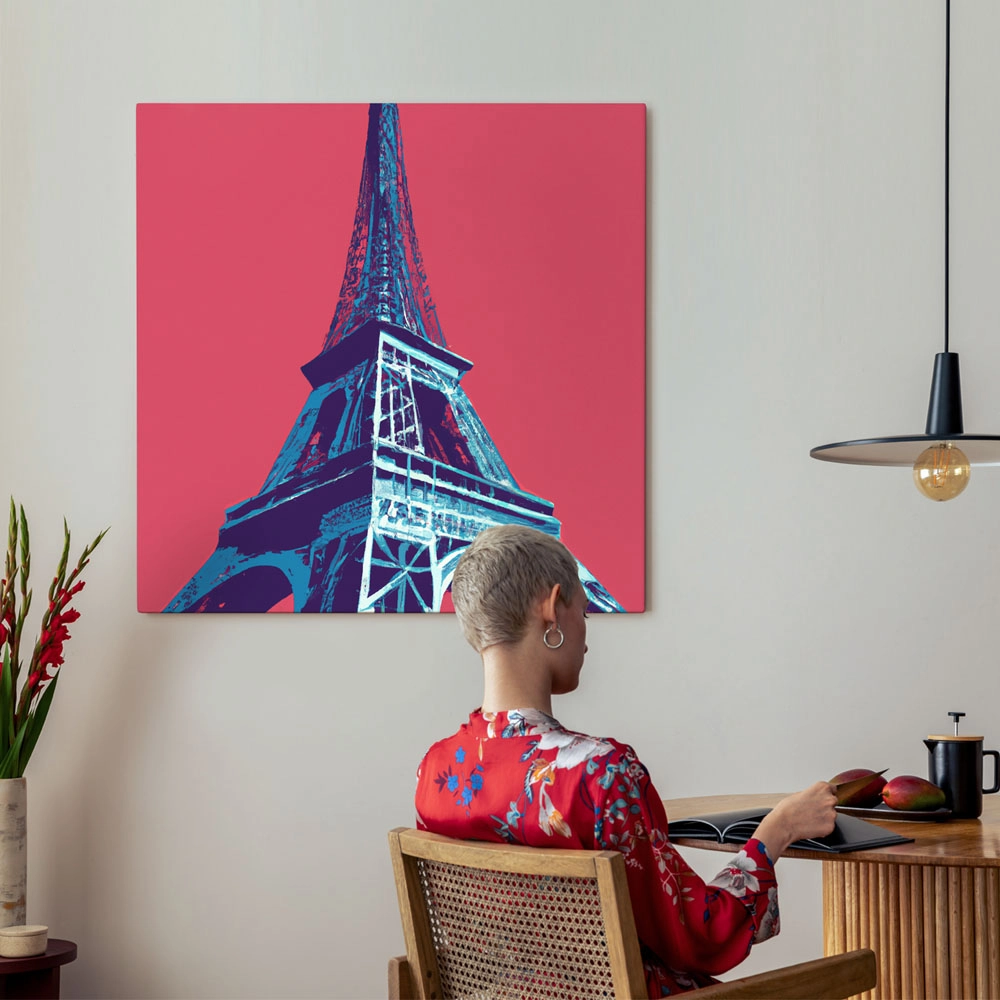 Πίνακας Τετράγωνος EIFFEL ON RED BACKGROUND
