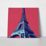 Πίνακας Τετράγωνος EIFFEL ON RED BACKGROUND