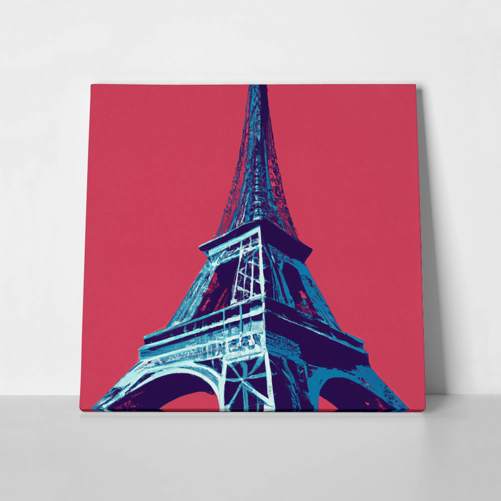 Πίνακας Τετράγωνος EIFFEL ON RED BACKGROUND