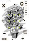 Πινακας σε καμβά GEOMETRIC SUNFLOWERS VAN GOGH