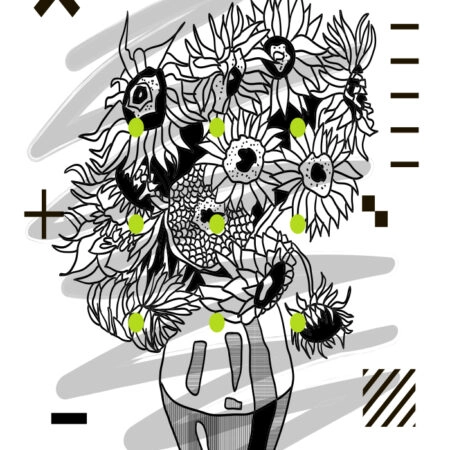 Πινακας σε καμβά GEOMETRIC SUNFLOWERS VAN GOGH - Vincent Van Gogh Sticky 5