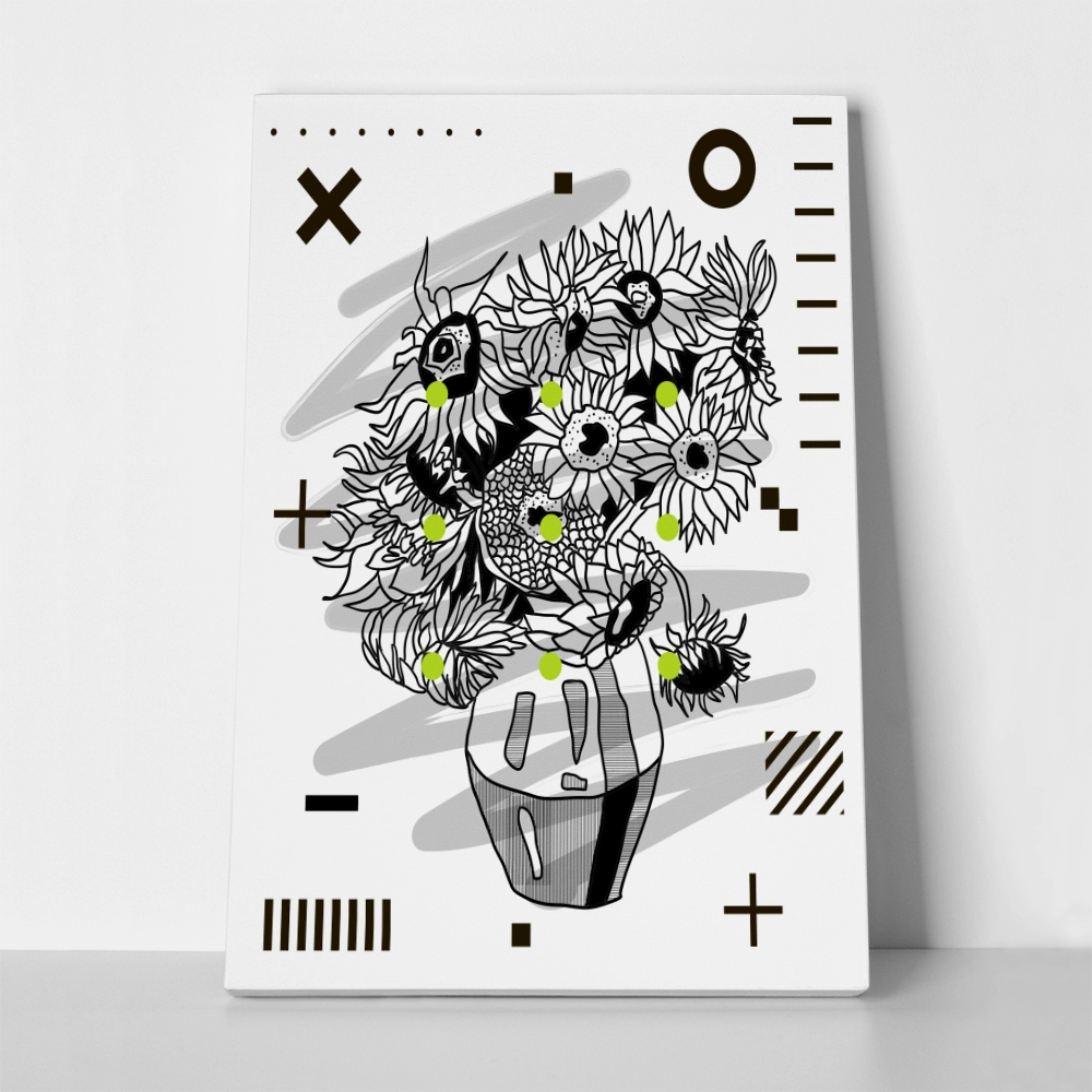 Πινακας σε καμβά GEOMETRIC SUNFLOWERS VAN GOGH