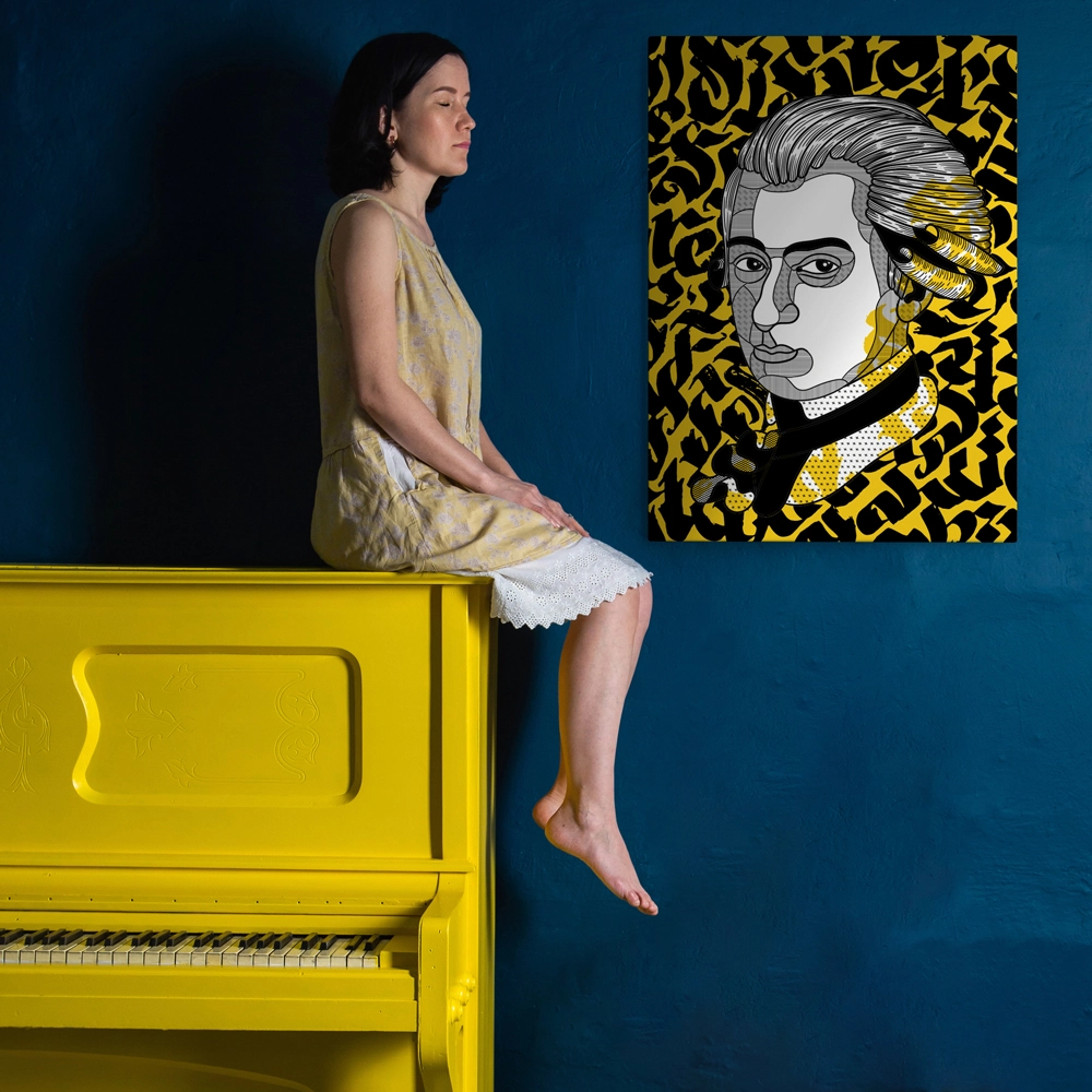 Πινακας σε καμβά GEOMETRIC YELLOW MOZART