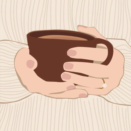 Πινακας σε καμβά GIRL HOLDING COFFEE MUG - Food and Drink Sticky 5