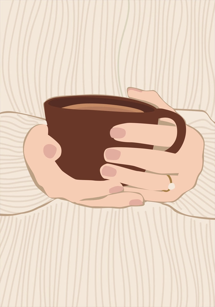 Πινακας σε καμβά GIRL HOLDING COFFEE MUG