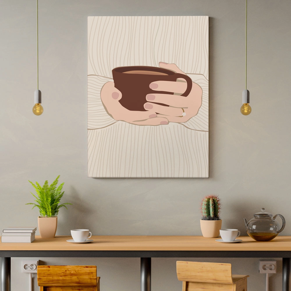 Πινακας σε καμβά GIRL HOLDING COFFEE MUG