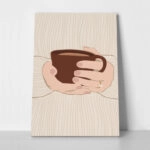 Πινακας σε καμβά GIRL HOLDING COFFEE MUG