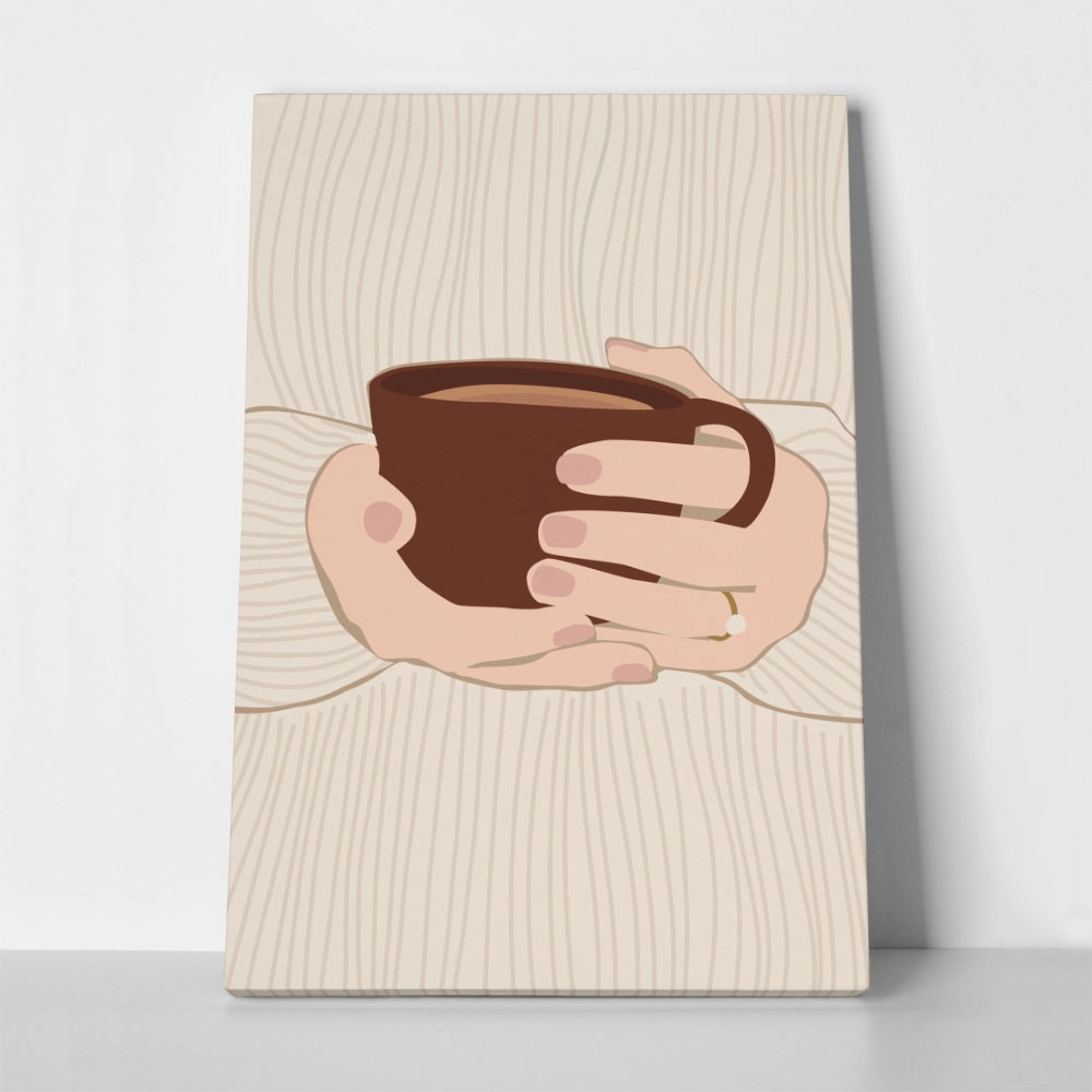 Πινακας σε καμβά GIRL HOLDING COFFEE MUG