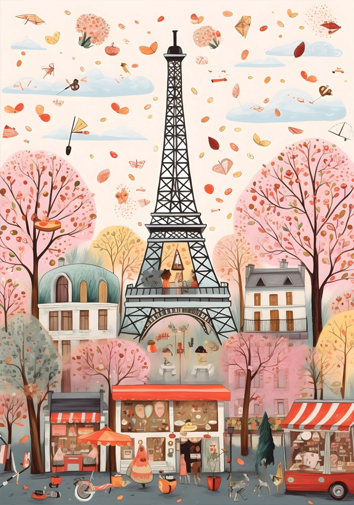 Πινακας σε καμβά HAND DRAWN EIFFEL TOWER