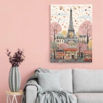 Πινακας σε καμβά HAND DRAWN EIFFEL TOWER