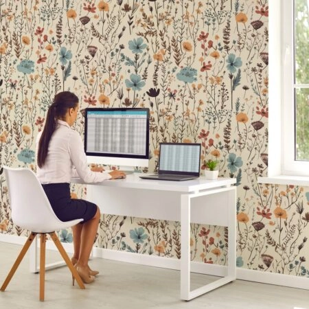 Αυτοκόλλητη Ταπετσαρία τοίχου HERBS AND FLOWERS PATTERN