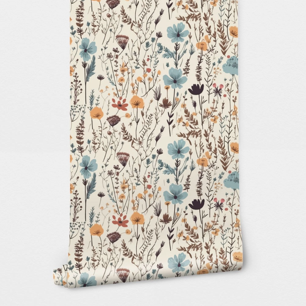 Αυτοκόλλητη Ταπετσαρία τοίχου HERBS AND FLOWERS PATTERN
