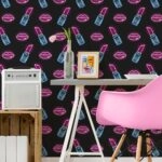 Αυτοκόλλητη Ταπετσαρία τοίχου NEON LIPS AND LIPSTICKS