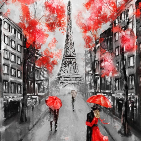 Πινακας σε καμβά PARIS BLACK WHITE AND RED PAINTING - Παρισι Sticky 6