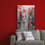 Πινακας σε καμβά PARIS BLACK WHITE AND RED PAINTING