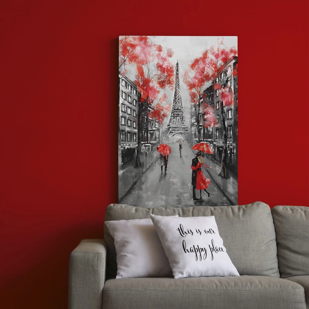 Πινακας σε καμβά PARIS BLACK WHITE AND RED PAINTING