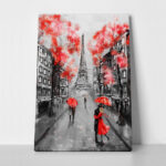 Πινακας σε καμβά PARIS BLACK WHITE AND RED PAINTING