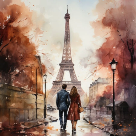 Πινακας σε καμβά PARIS COUPLE PAINTING - Παρισι Sticky 5