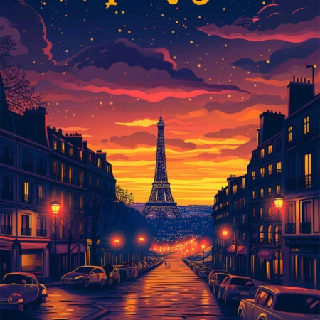 Πινακας σε καμβά PARIS NIGHT DRAWING - Πινακες σε καμβα Sticky 5