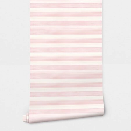 Αυτοκόλλητη Ταπετσαρία τοίχου PINK WATERCOLOR HORIZONTAL STRIPES - Εφηβικές Ταπετσαρίες Sticky 2