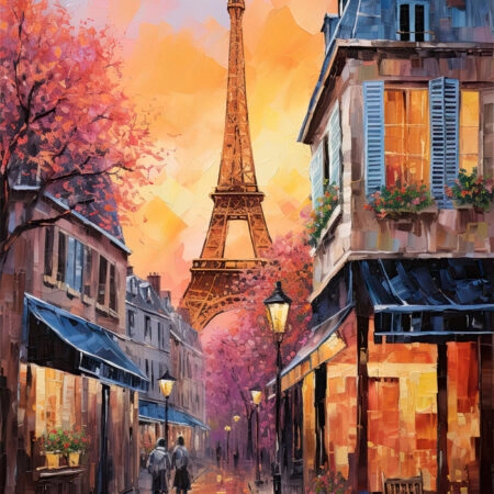 Πινακας σε καμβά ROMANTIC PARIS PAINTING - Παρισι Sticky 5