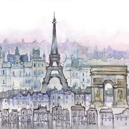 Πινακας σε καμβά WATERCOLOR PARIS - Παρισι Sticky 5