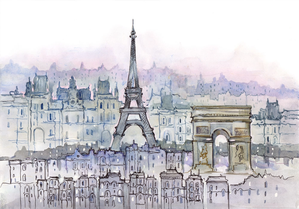 Πινακας σε καμβά WATERCOLOR PARIS