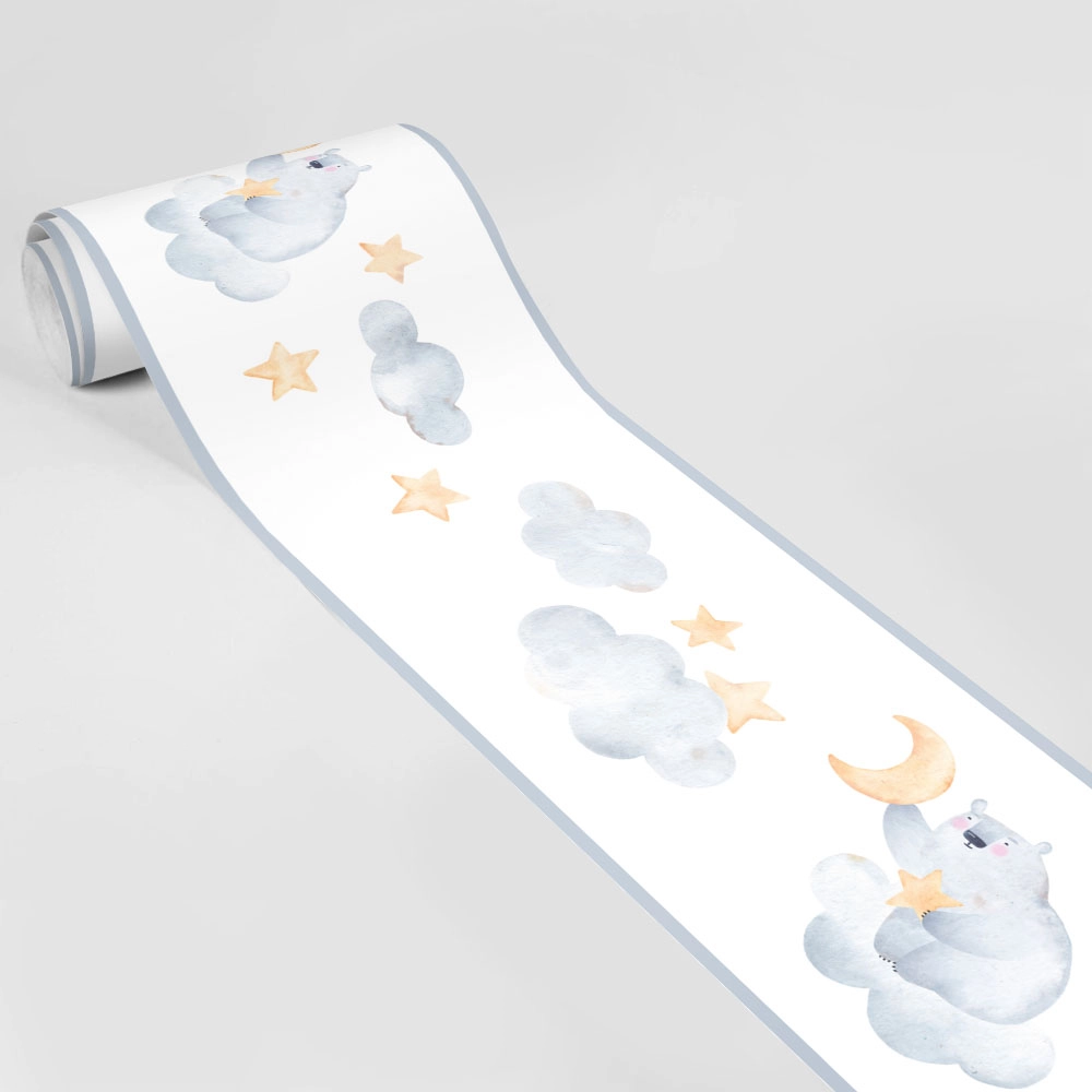 Μπορντούρα τοίχου WATERCOLOR POLAR BEAR ON CLOUDS
