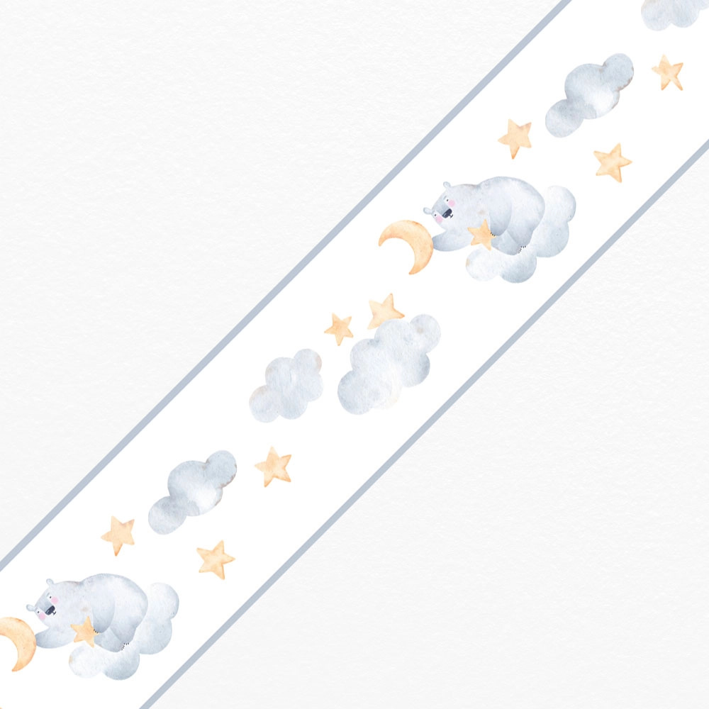 Μπορντούρα τοίχου WATERCOLOR POLAR BEAR ON CLOUDS