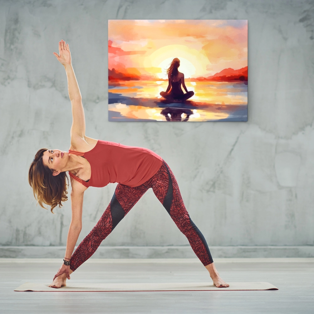 Πινακας σε καμβά YOGA AT SUNSET