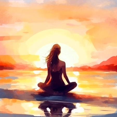 Πινακας σε καμβά YOGA AT SUNSET - Αθληματα και Χομπυ Sticky 5