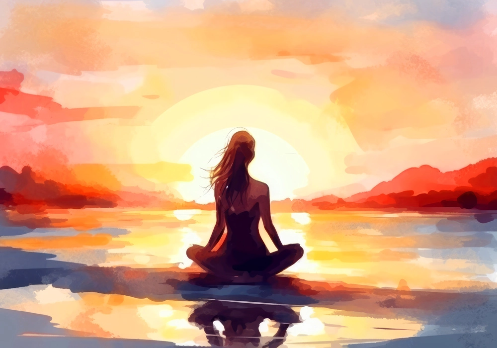 Πινακας σε καμβά YOGA AT SUNSET