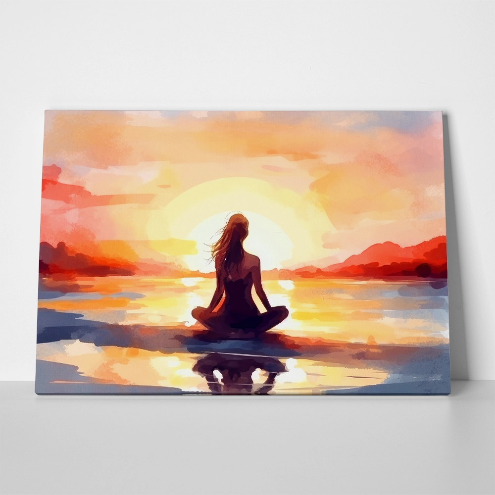Πινακας σε καμβά YOGA AT SUNSET